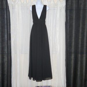Lulu's Heavenly Hues Side Slit Black Maxi Dress, Wedding Guest Party SzXS